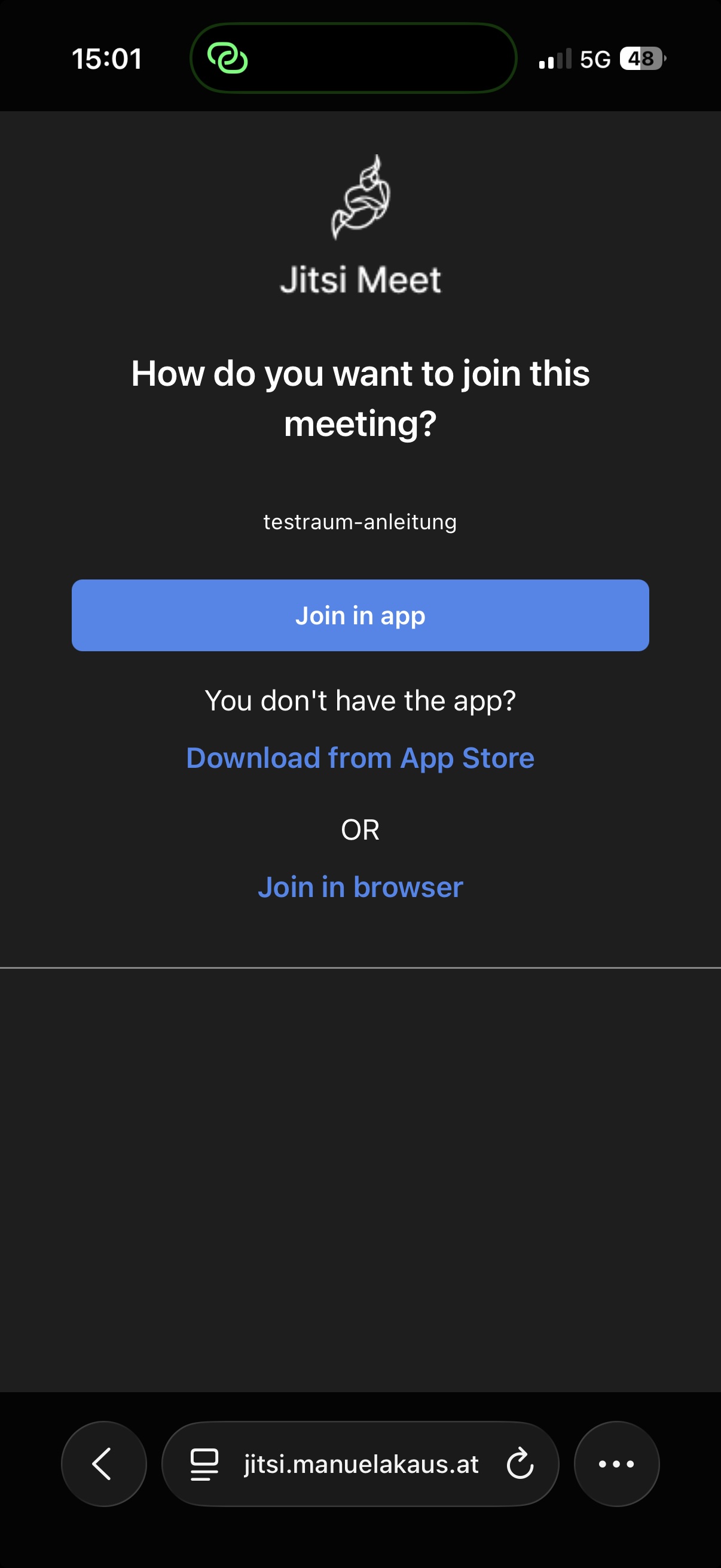 Auswahl zwischen App und Browser auf iPhone